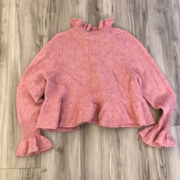 Zara with Ruffles Longsleeves Sweater Pink Size S - Picture 4 of 9